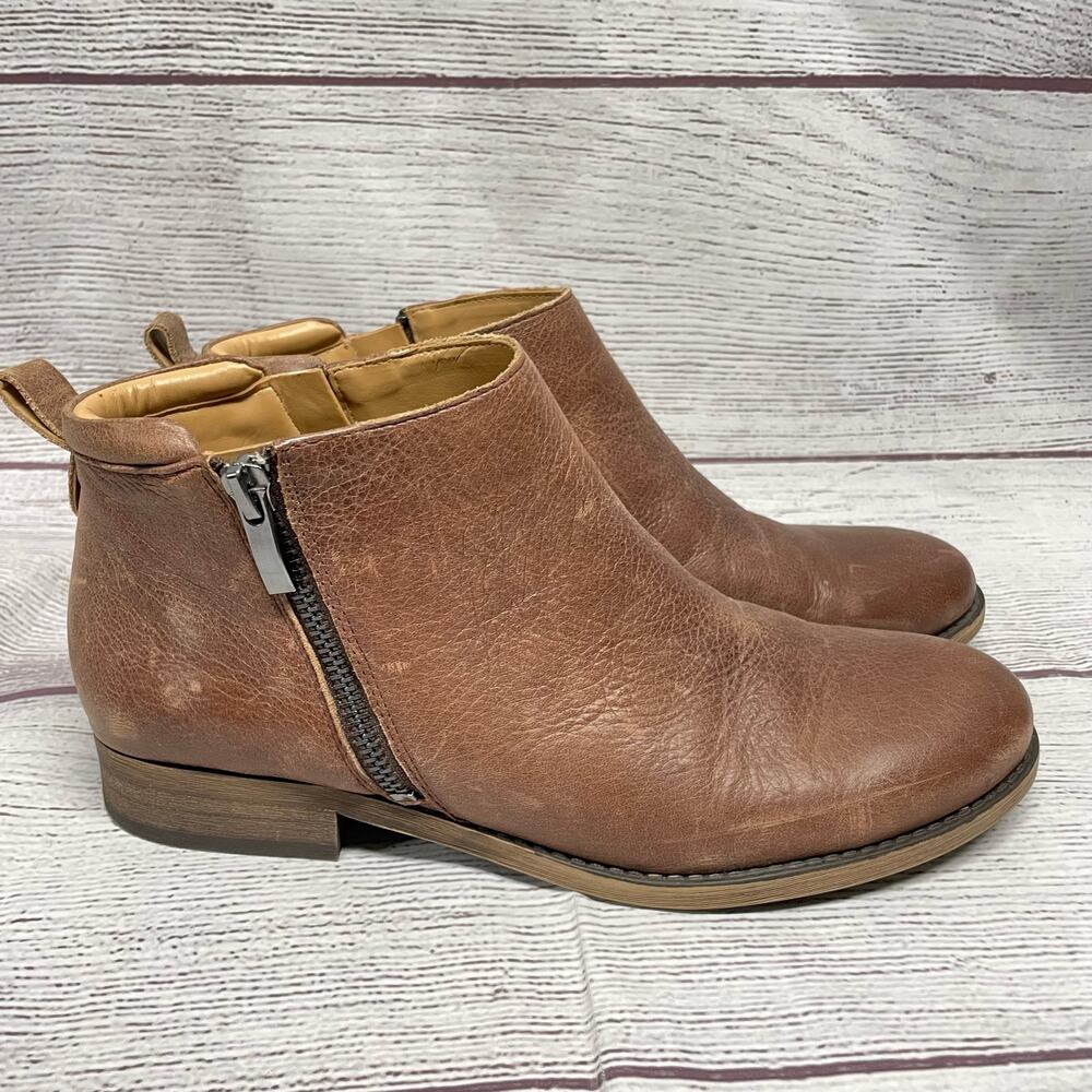 Franco Sarto Women's Brown Keegan Boot Size 8M Leather Zip Flat